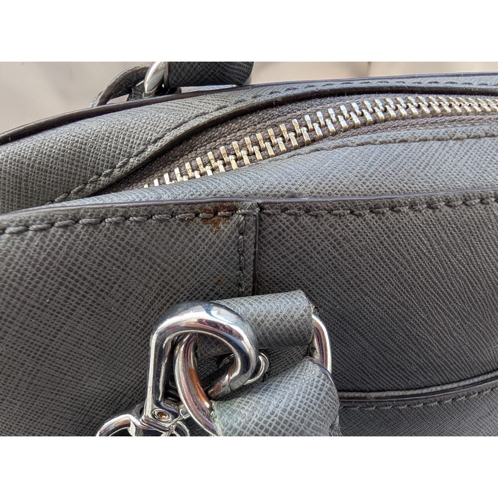 Michael Kors Reese Gray Saffiano Zip Satchel Top Handle Bag Crossbody Strap - Picture 6 of 14